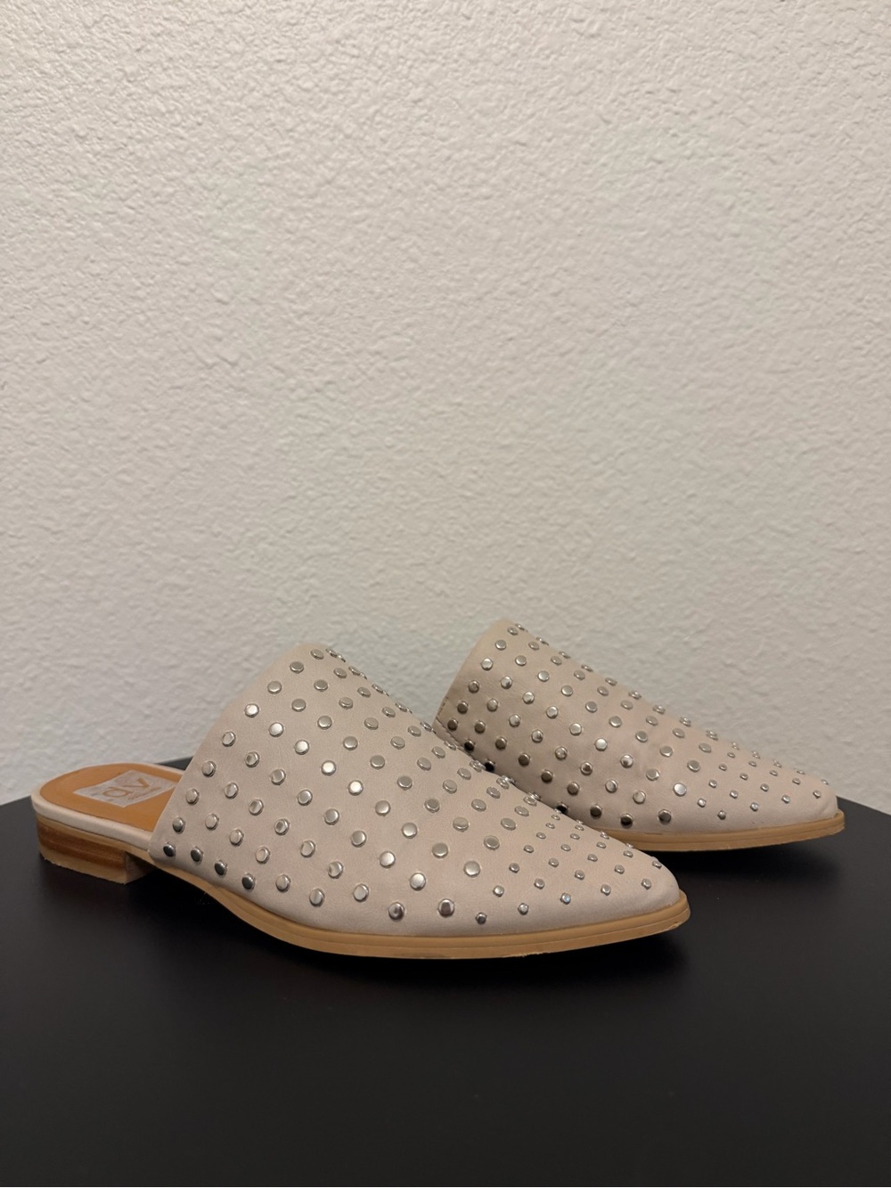 Dolce Vita Beige Studded Slip-On Mules